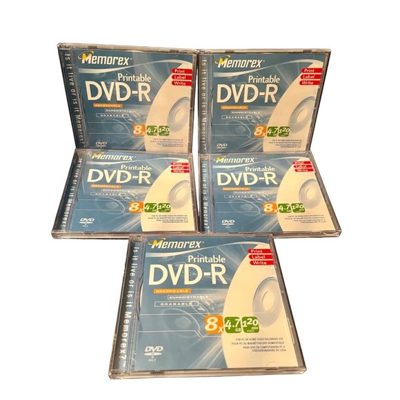 MEMOREX Printable DVD-R 8 X 4.7 GB 120 Min 5 Pack - Picture 3 of 3